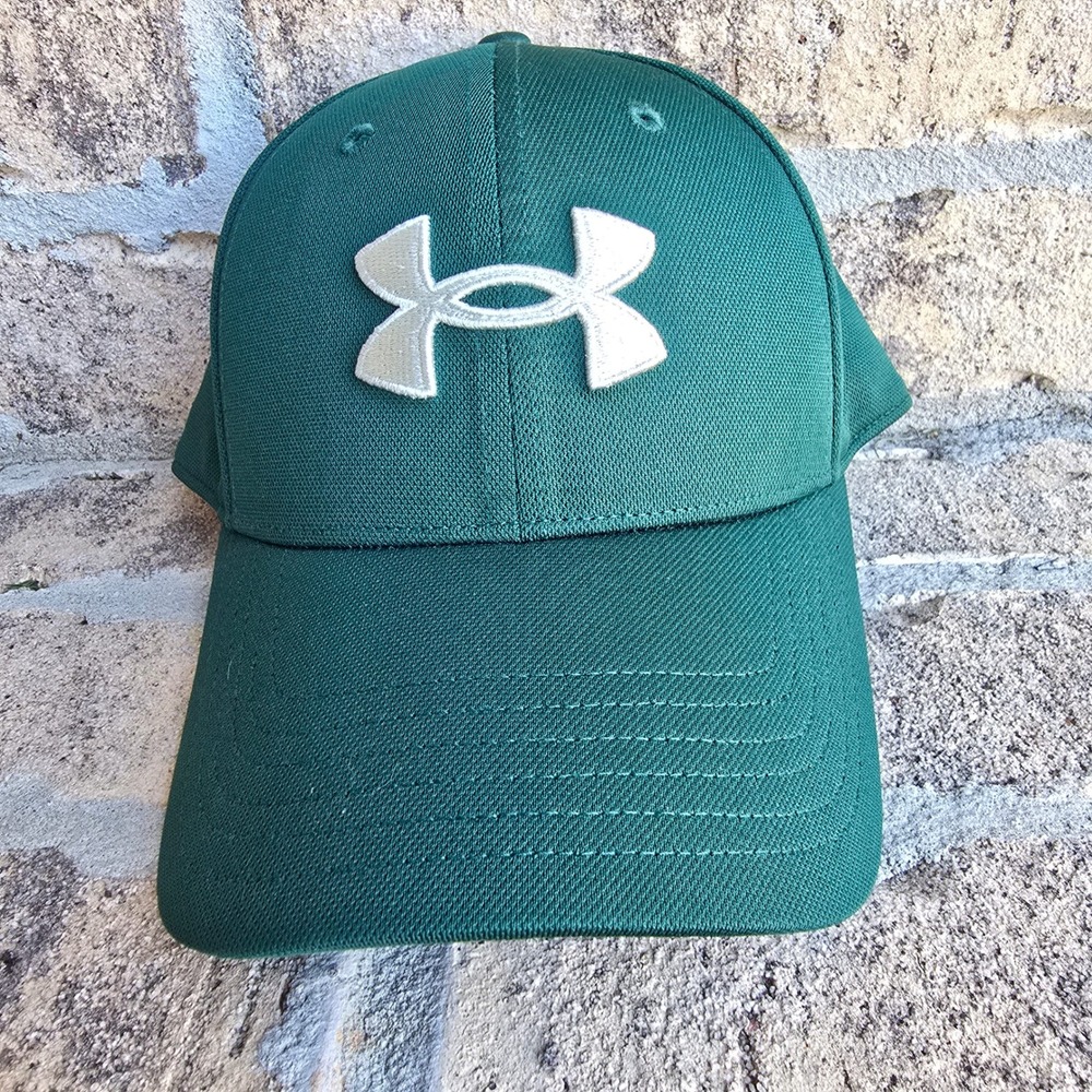 Under‎ Armour Mens Blitzing Stretch Fit Hat Green Embroidered Logo Cap M/L